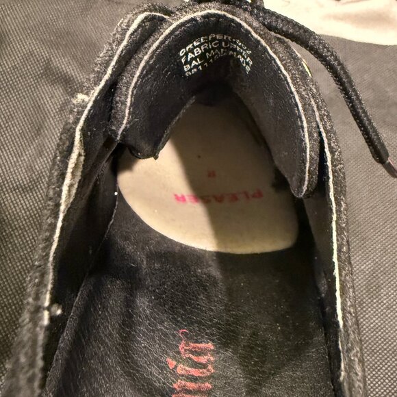 DEMONIA BLACK WITH GRAY PRINT SUEDE PLATFORM SHOES/BOOTIES - Picture 10 of 13